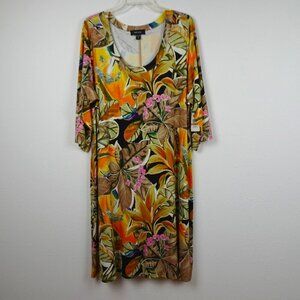 Karen Kane Floral Print Dress Women's Plus Size 3X Multicolor A-Line 3/4 Sleeve